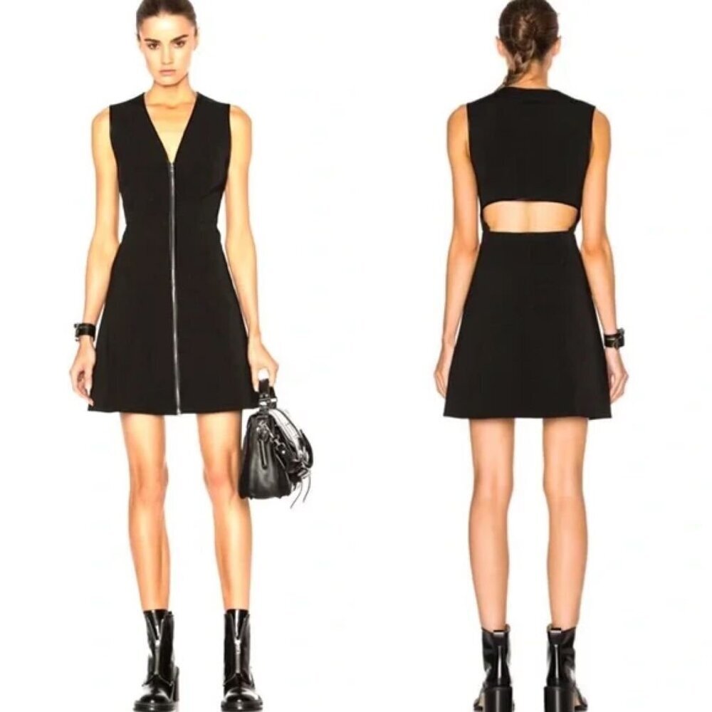 NWT RAG & BONE Sharon Black Cutout Skater Mini Dress Silk Trim 0
